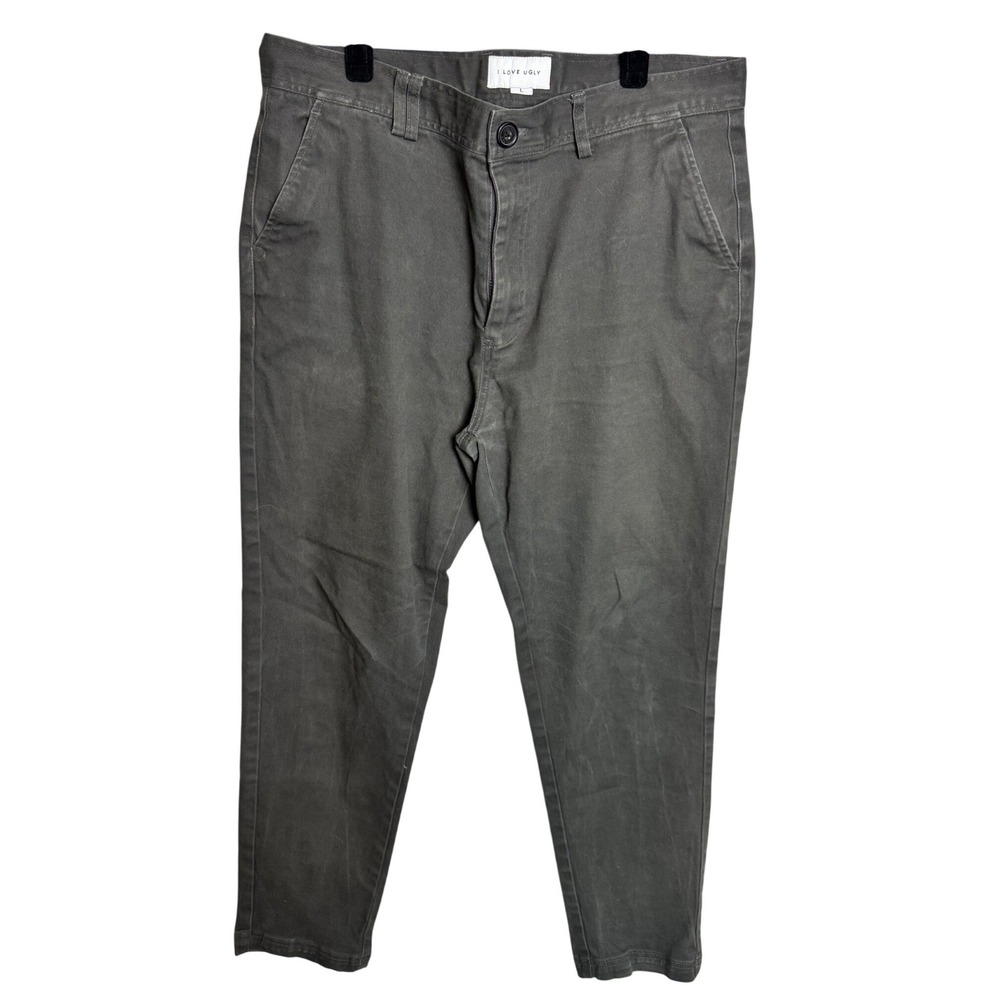 I Love Ugly Charcoal Gray Tapered Chino Pants Mens L Kobe Zespy Trousers ILU